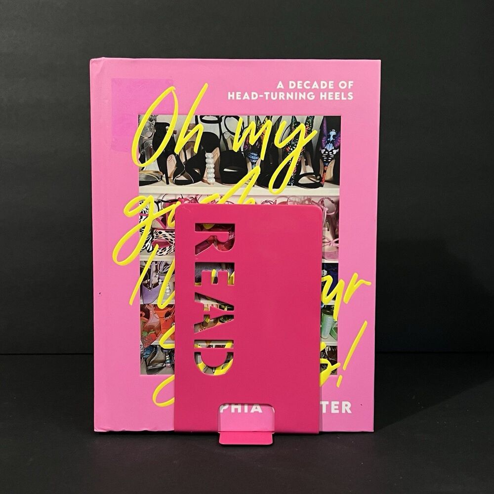 Metal READ Bookends Set of 2 Hot Pink Retro Cutout Design NWT - Picture 11 of 15
